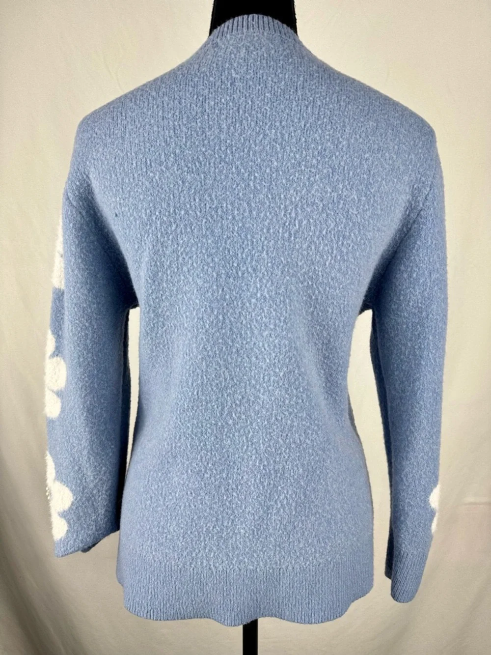 Emma’s Expressions Floral Embellished Blue Crewneck Sweater - Picture 4 of 6
